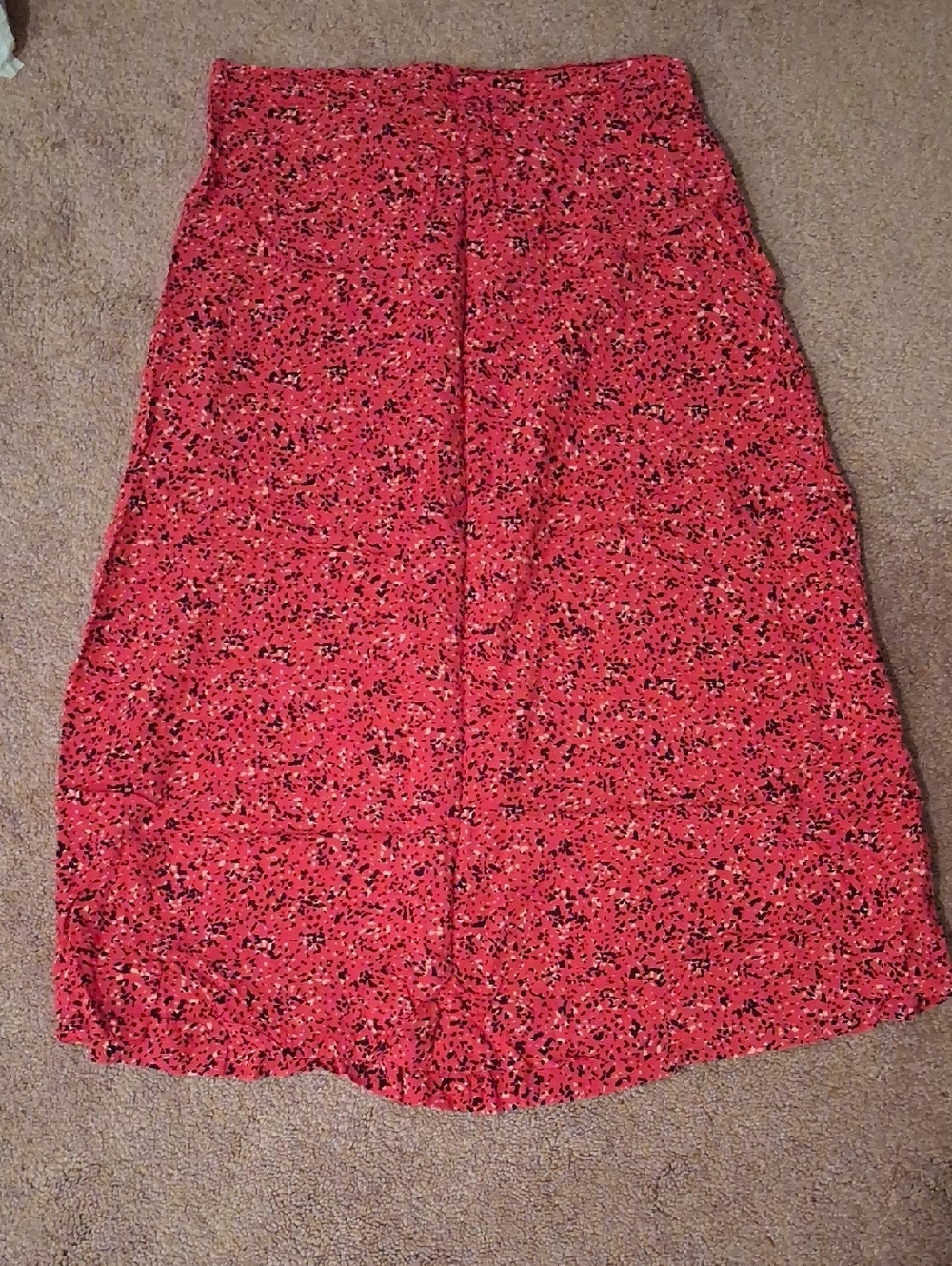 Old Navy Red Floral Midi Skirt